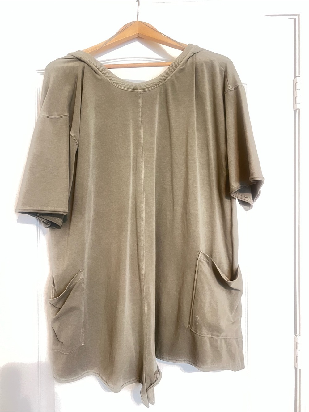 Free People Olive Short-Sleeve Hooded Pocket Romper Tunic